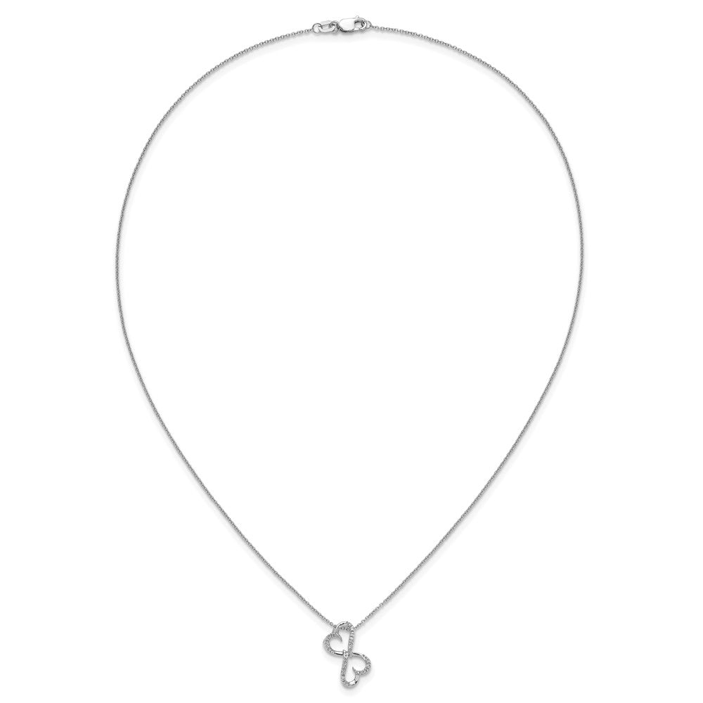 14k White Gold 1/20 carat Diamond Heart Infinity Pendant 18 inch Necklace