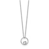 14k White Gold .02 carat Diamond Heart in Circle 18 inch Necklace