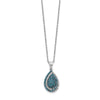 14k White Gold 1/2 carat Blue and White Diamond Teardrop Pendant 18 inch Necklace