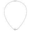 14k White Gold 1/6 carat Diamond Sideways Cross 18 inch Necklace