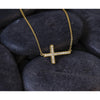 14k Polished 1/6 carat Diamond Sideways Cross 18 inch Necklace