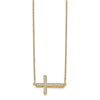 14k Polished 1/6 carat Diamond Sideways Cross 18 inch Necklace