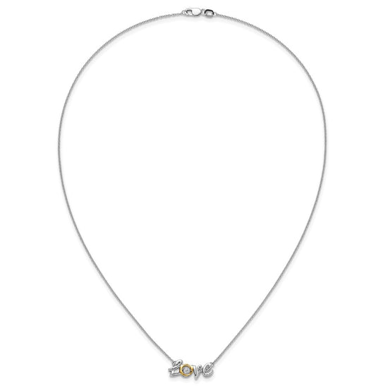 14k Two-tone LOVE Moving .03 carat Diamond 18 inch Necklace