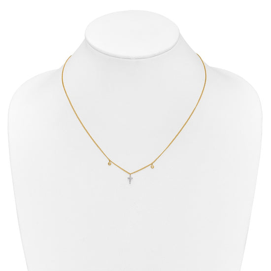14k Polished 1/20 carat Diamond Cross 18 inch Necklace