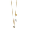 14k Polished 1/10 carat Diamond Two Circle and Heart 18 inch Necklace