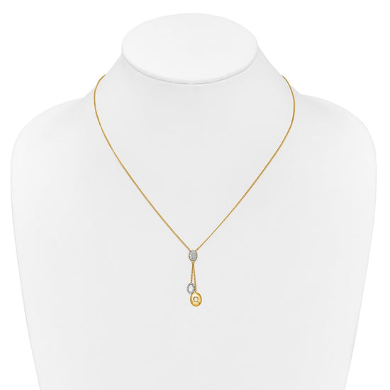 14k Polished 1/10 Diamond Circle Dangles 18 inch Y-Necklace