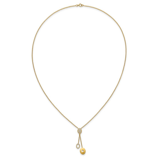 14k Polished 1/10 Diamond Circle Dangles 18 inch Y-Necklace
