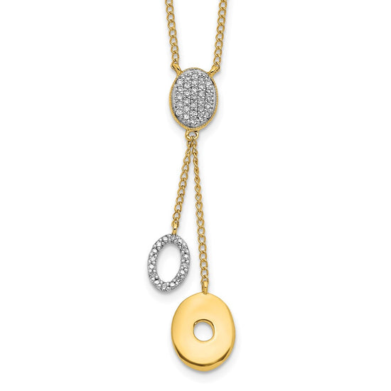 14k Polished 1/10 Diamond Circle Dangles 18 inch Y-Necklace