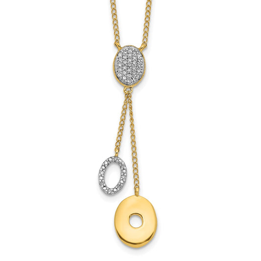 14k Polished 1/10 Diamond Circle Dangles 18 inch Y-Necklace