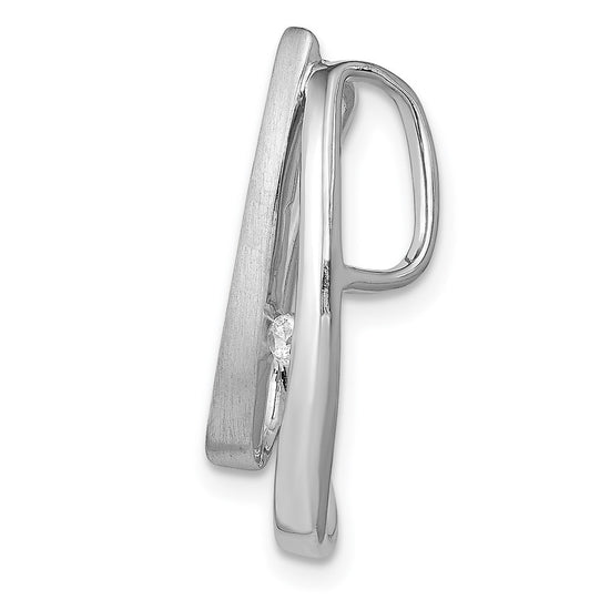 14k White Gold Complete 1/20 carat Diamond Double Teardrop Chain Slide