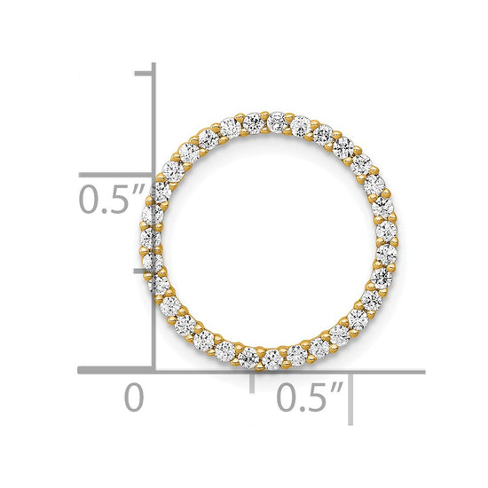 14k Polished 3/8 carat Diamond Circle Chain Slide