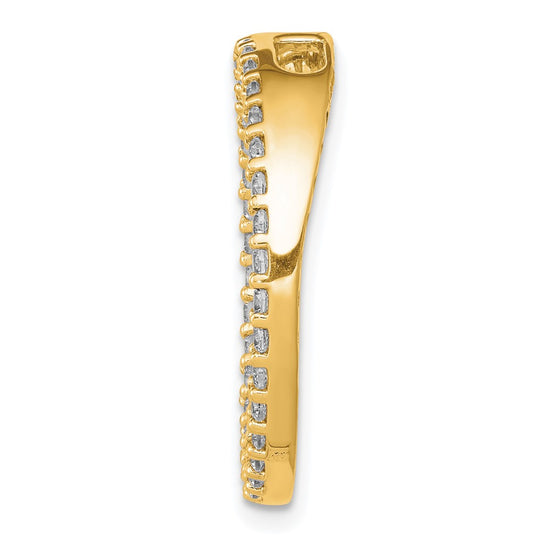 14k Polished 3/4 carat Diamond Circle Chain Slide