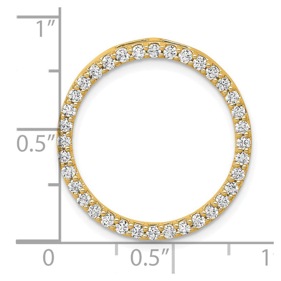 14k Polished 3/4 carat Diamond Circle Chain Slide