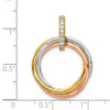 14k Tri-color 1/10 carat Diamond Three Intertwined Circles Pendant