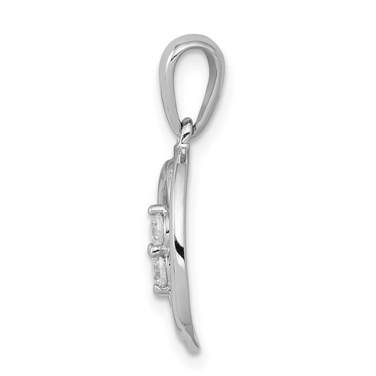 14k White Gold Polished 1/8 carat Diamond Oval Pendant