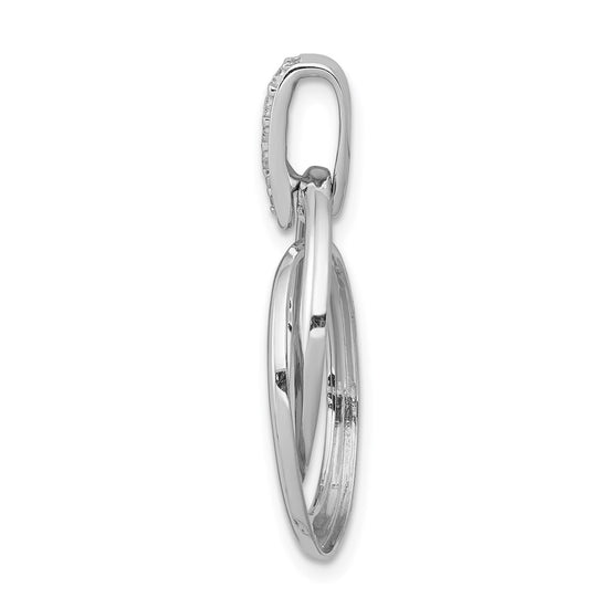 14k White Gold 1/20ct. Diamond Double Oval Pendant