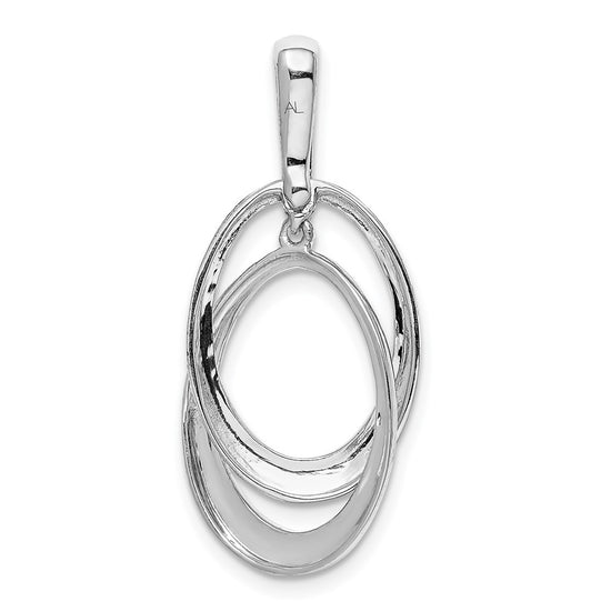 14k White Gold 1/20ct. Diamond Double Oval Pendant