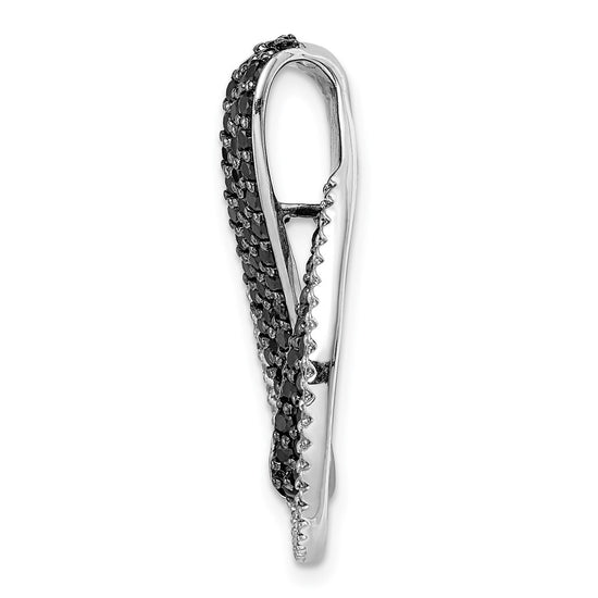 14k White Gold 1 carat Black and White Diamond Slide Fits up to 2mm Regular/4mm Fancy or Reversible Omega