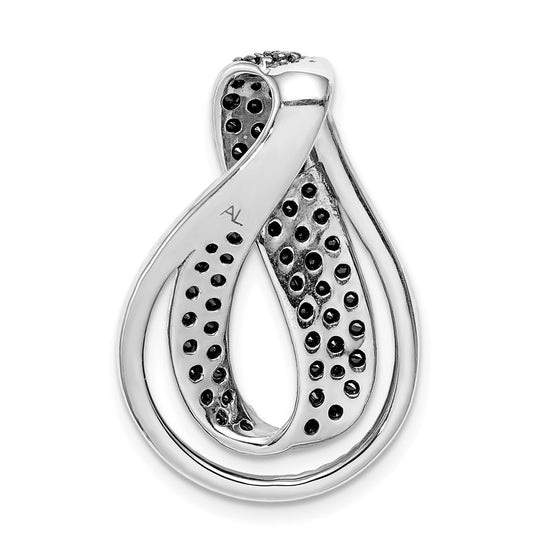 14k White Gold 1 carat Black and White Diamond Slide Fits up to 2mm Regular/4mm Fancy or Reversible Omega
