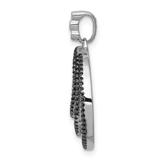 14k White Gold 3/8 carat White and Black Diamond Fancy Circle Chain Slide