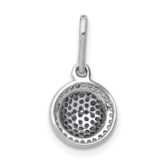 14k White Gold 1/3 carat White and Blue Diamond Round Halo Cluster Pendant