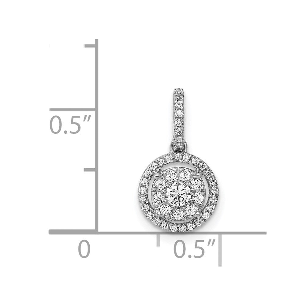 14k White Gold 1/4 carat Diamond Round Halo Cluster Pendant