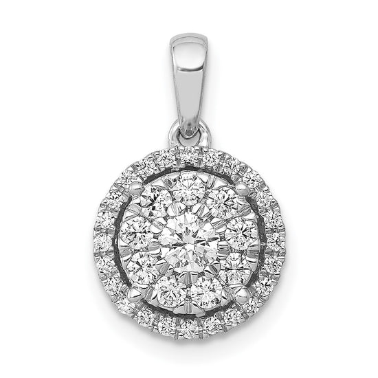 Diamond Round Halo Cluster Pendants