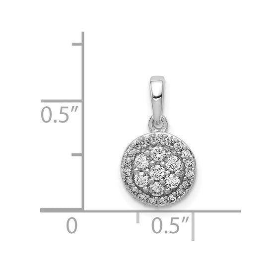 14k White Gold 1/4 carat Diamond Round Halo Cluster Pendant