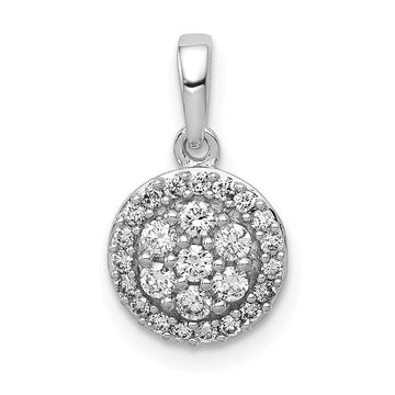 14k White Gold 1/4 carat Lab Grown Diamond VS/SI+ G+ Round Complete Halo Cluster Pendant