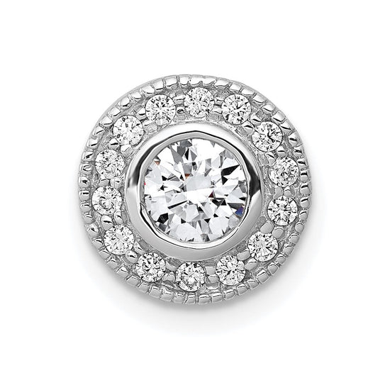 14k White Gold 1/2 carat Lab Grown Diamond VS/SI+ G+ Round Complete Halo Chain Slide Pendant