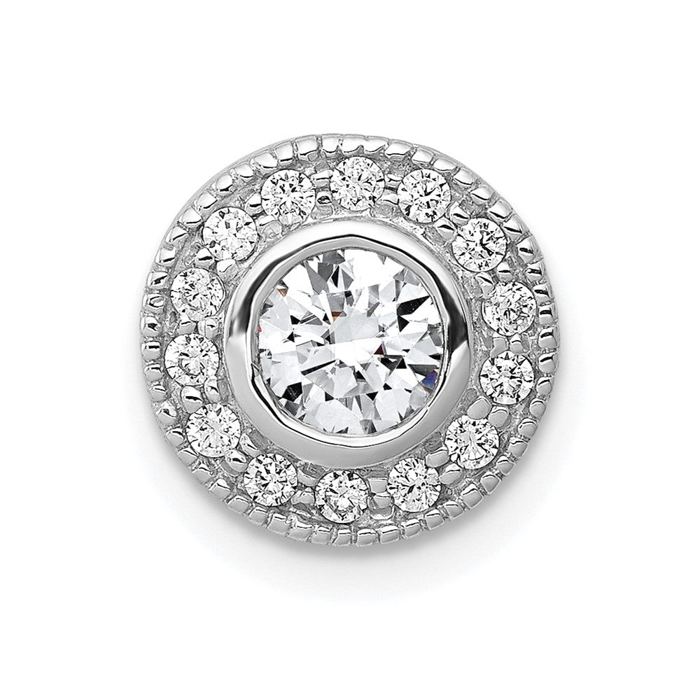 14k White Gold 1/2 carat Lab Grown Diamond VS/SI+ G+ Round Complete Halo Chain Slide Pendant