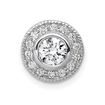 14k White Gold 1/2 carat Lab Grown Diamond VS/SI+ G+ Round Complete Halo Chain Slide Pendant