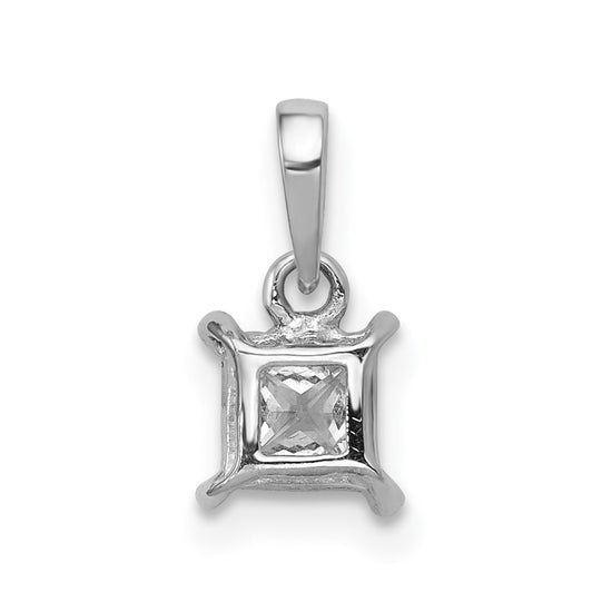 14k White Gold 1/5 carat Princess Diamond Square Pendant