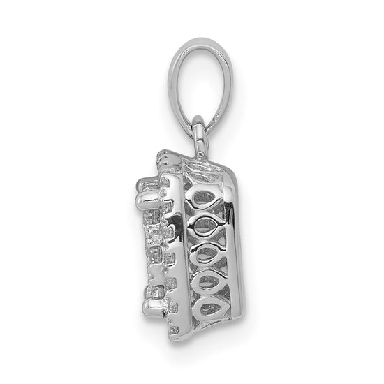 14k White Gold 1/2 carat Diamond Square Halo Cluster Pendant