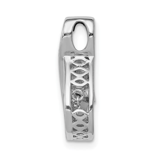 14k White Gold 1/10 carat Vibrant Moving Diamond Teardrop Chain Slide