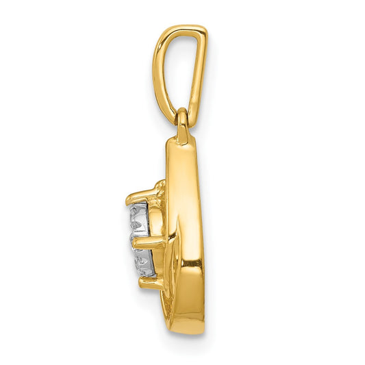 14k Polished 1/15 carat Diamond Teardrop Slide Fits up to 2mm Regular/3mm Fancy or Reversible Omega
