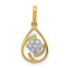 14k Polished 1/15 carat Diamond Teardrop Slide Fits up to 2mm Regular/3mm Fancy or Reversible Omega
