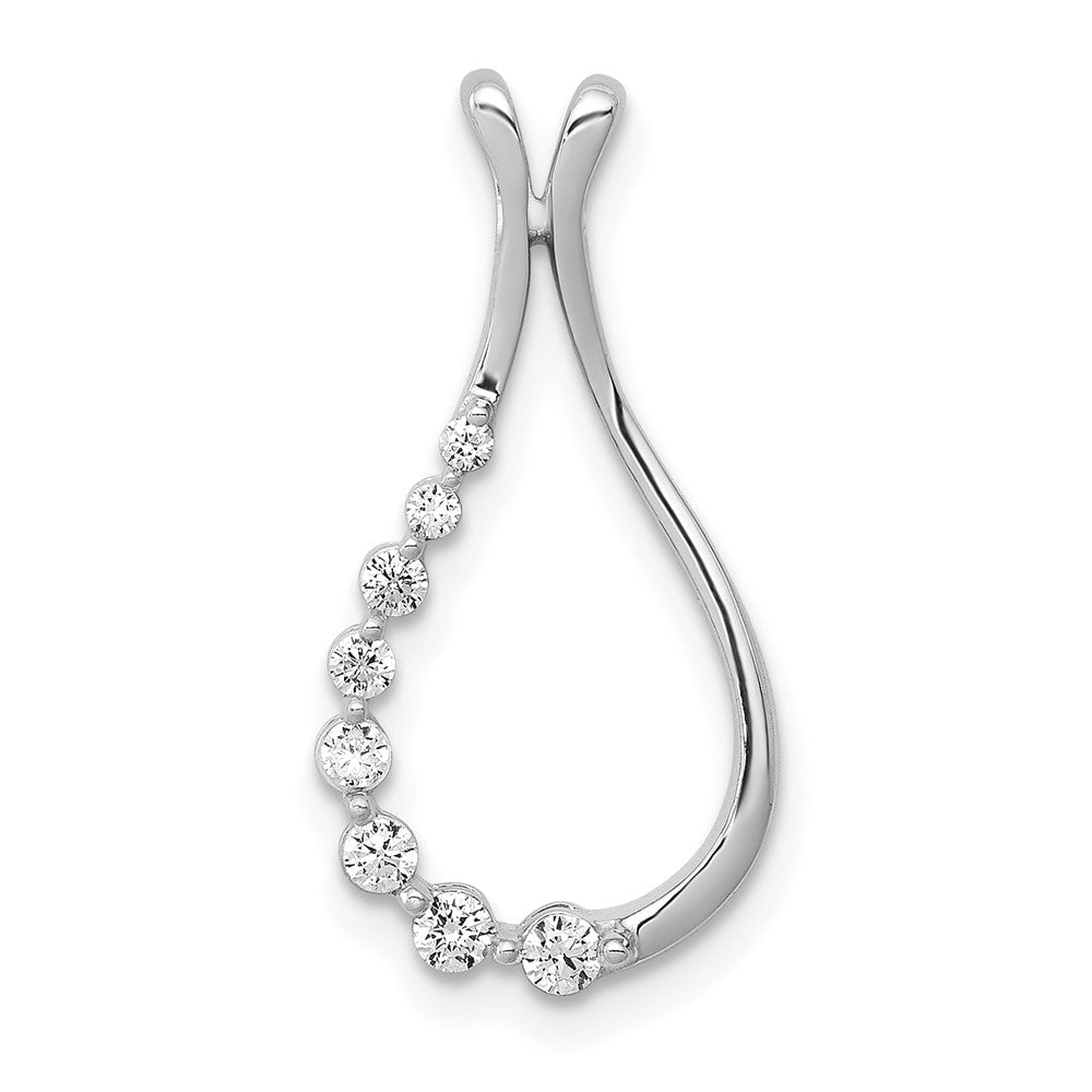 14k White Gold 1/6 carat Lab Grown Diamond VS/SI+ G+ Teardrop Chain Slide Pendant