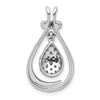 14k White Gold with Rose Rhodium 1/4 carat Champagne Diamond Teardrop Chain Slide