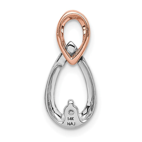 14k White and Rose Gold 1/20ct. Diamond Teardrop Infinity Chain Slide