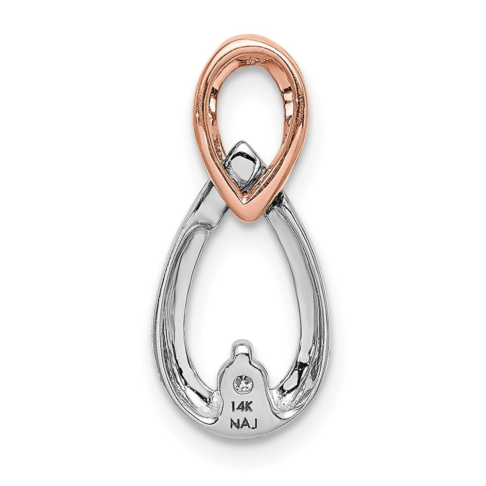 14k White and Rose Gold 1/20ct. Diamond Teardrop Infinity Chain Slide