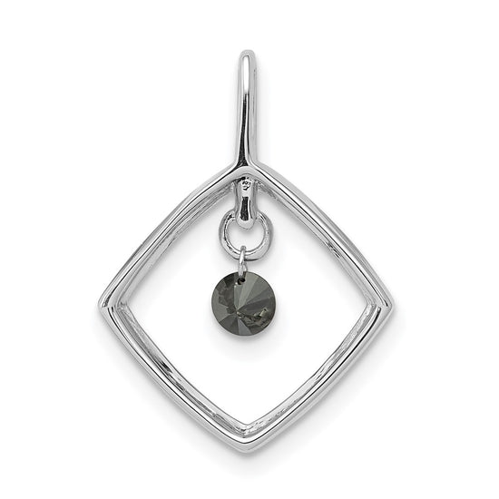 14k White Gold 1/6 carat Black Diamond Dangle Square Pendant