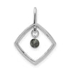 14k White Gold 1/6 carat Black Diamond Dangle Square Pendant