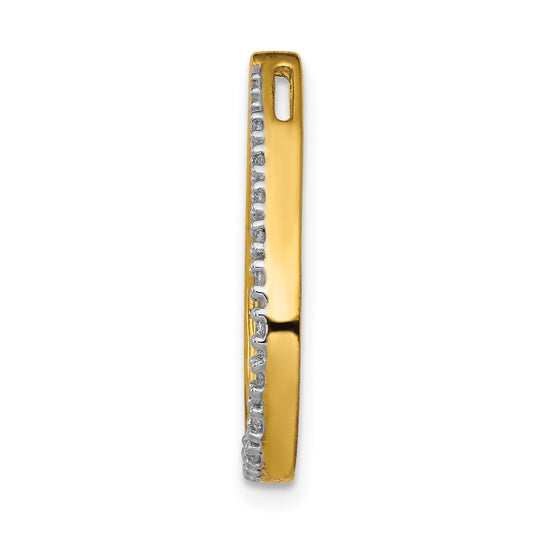 14k Polished 1/10 carat Diamond Teardrop Chain Slide