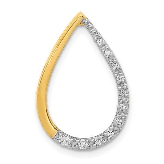 14k Polished 1/10 carat Diamond Teardrop Chain Slide