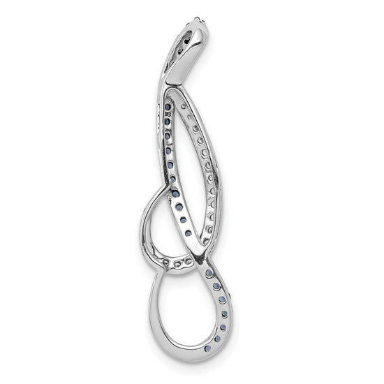 14k White Gold 1/4 carat Blue and White Diamond Fancy Chain Slide