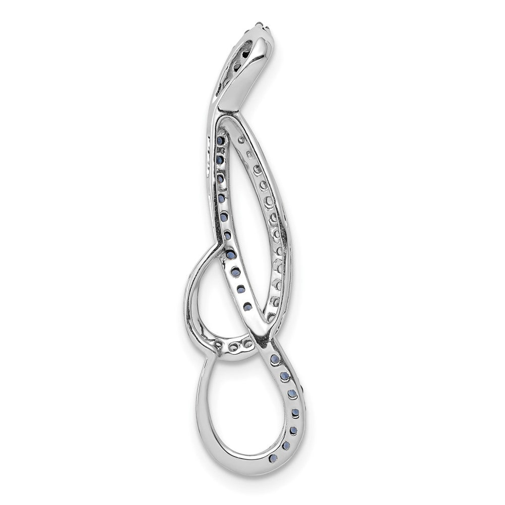 14k White Gold 1/4 carat Blue and White Diamond Fancy Chain Slide