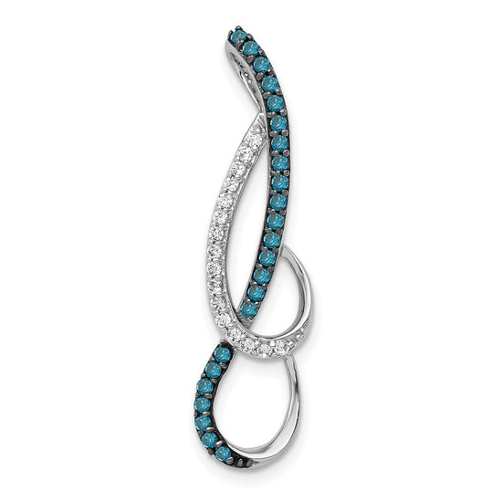 14k White Gold 1/4 carat Blue and White Diamond Fancy Chain Slide