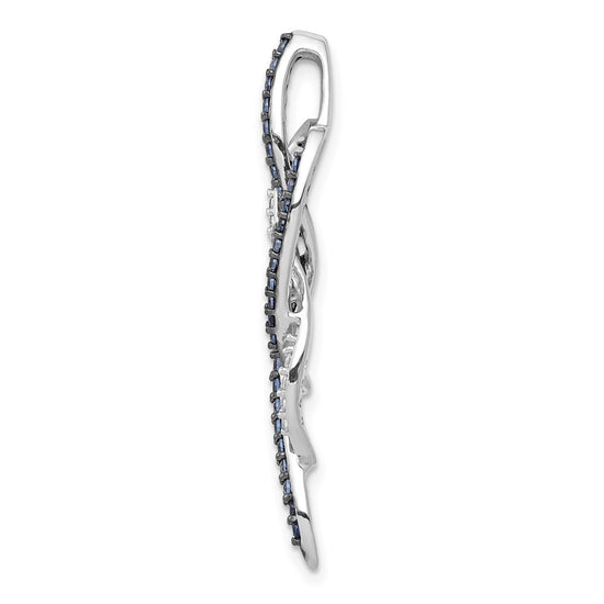 14k White Gold 1/3 carat Blue and White Diamond Fancy Chain Slide