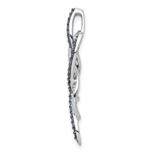 14k White Gold 1/3 carat Blue and White Diamond Fancy Chain Slide